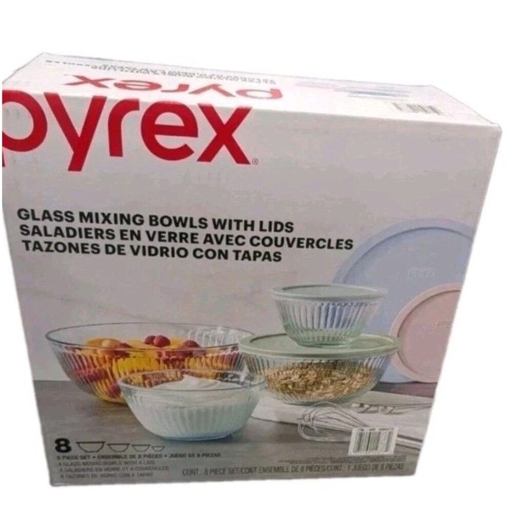 Pyrex 8-piece Glass Mixing Bowls with Lids